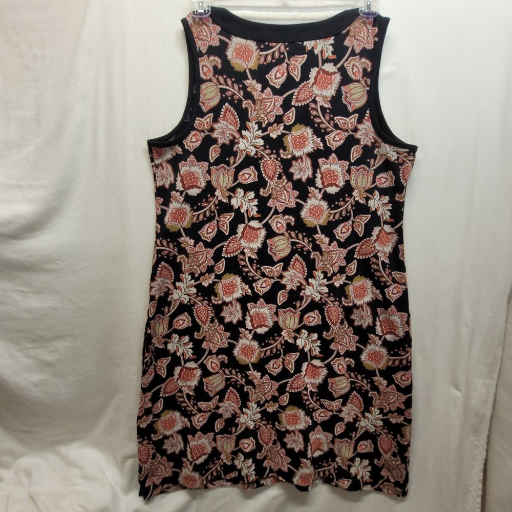 Lands End Womens Black Floral Paisley Cotton Sleeveless Shift Dress Pockets L - Picture 6 of 13